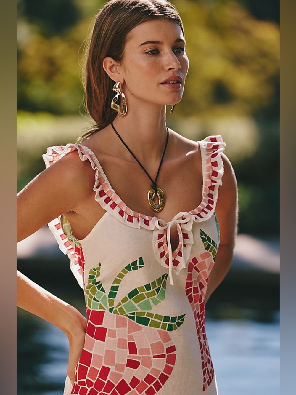 Anthropologie | Celandine embroidered open back mini strawberry dress NWT Sz M - Picture 3 of 9